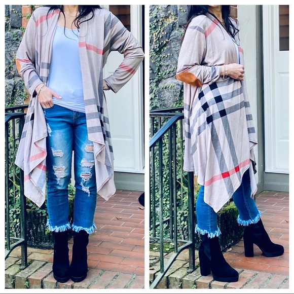 ShopEvelynne Sweaters - ✨LAST ONE✨Designer Plaid chic open draped cardigan